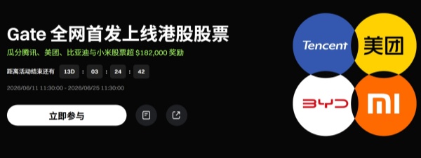 Gate全网首发上线港股股票：瓜分腾讯、美团、比亚迪与小米股票超 $182,000奖励.jpg